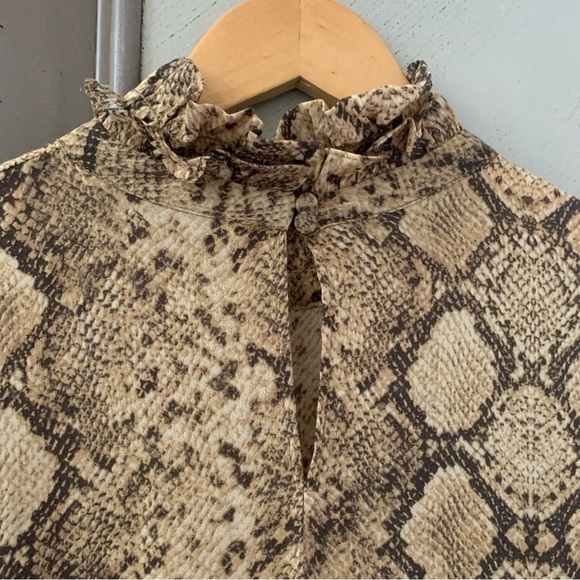 Zara Snake Print Chiffon Long Sleeve Dress - Picture 7 of 11